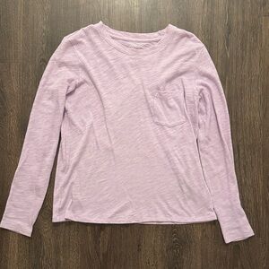 American Eagle Light Lavender Long Sleeve Pocket Tee